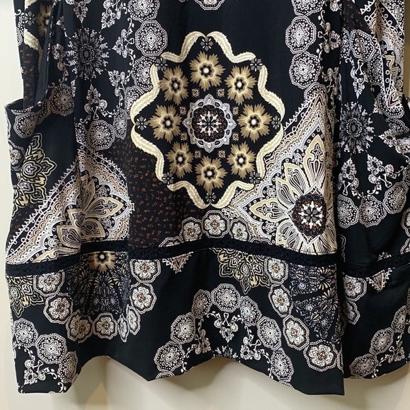 Signature Robbie Lee | Navy Elbow Sleeve Pocket Round Neck Graphic Print Dress L - Picture 10 of 17